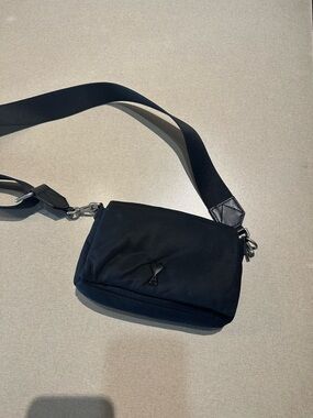 Ami Black Nylon Crossbody Belt Bag with Heart Logo